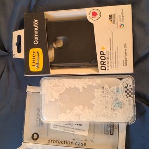 Google pixel 4A 5G only otterbox commuter series case along with protective case